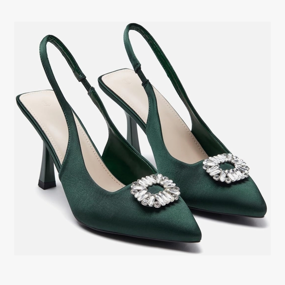 Elegant Green Slingback Heels